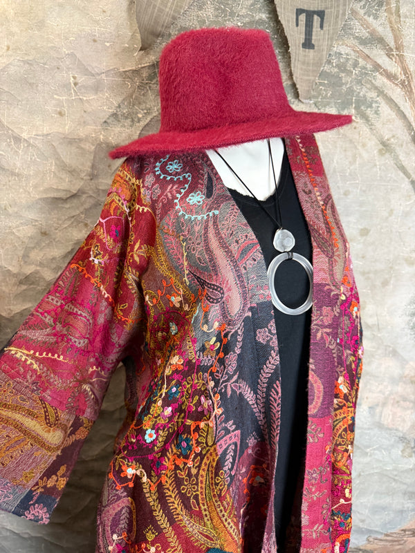 ANU 19828 Embroidered Duster JKT-Macroon