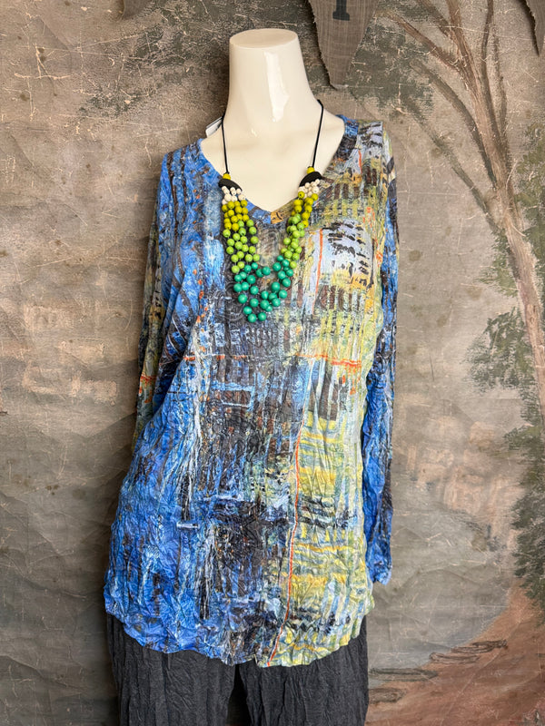 25621 Crinkle Basic Top-Blue