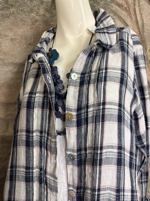 MP-ELT550 Plaid Boyfriend Shirt