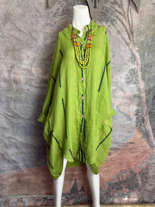 91750S Stripe Big Shirt-KIWI