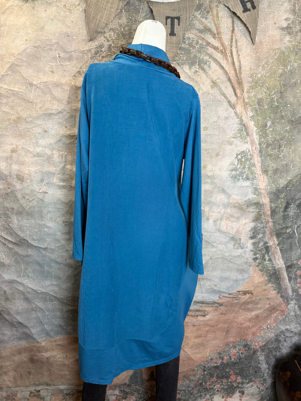 6512AU Cowlneck Bubble Dress-TEAL