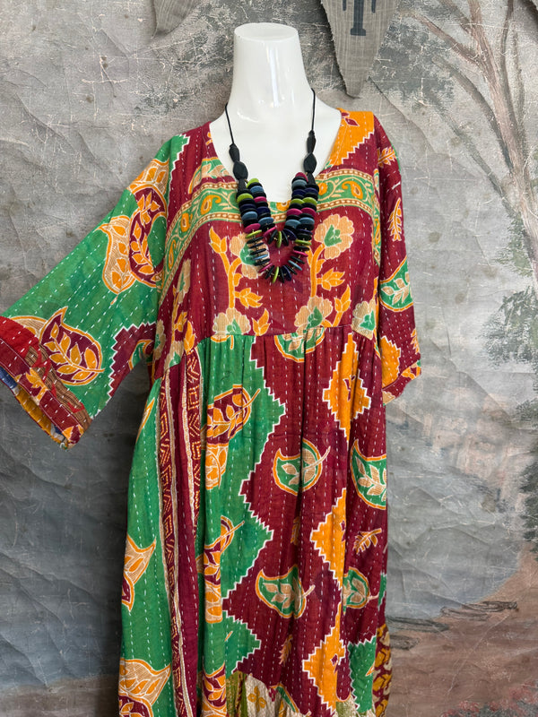 1027w Kantha Arts Tiered Dress-Mix 8