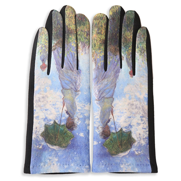 Artisan Portrait Suede Gloves-Women W/Parasol