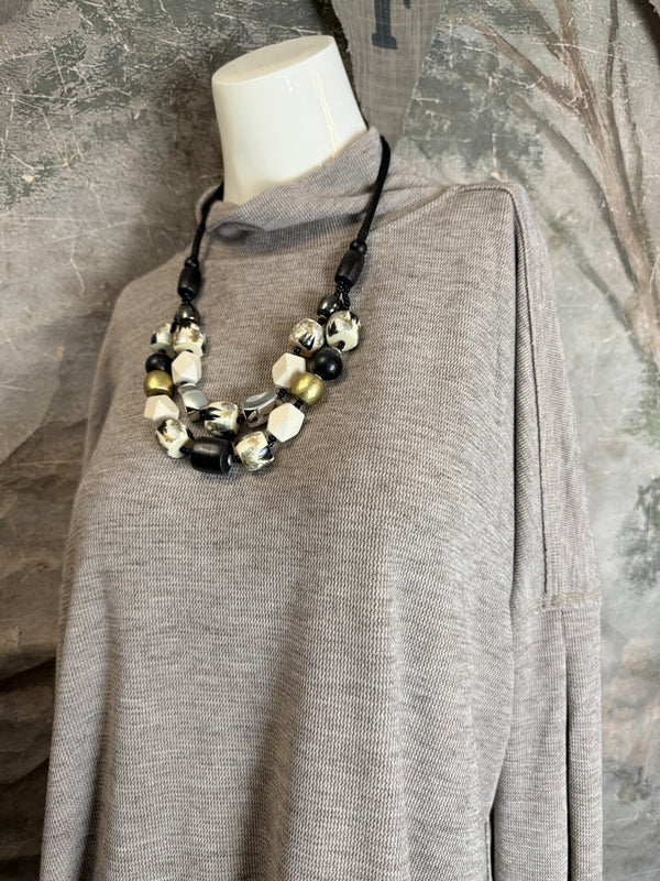 25690 Knit Mock Neck Top-Khaki