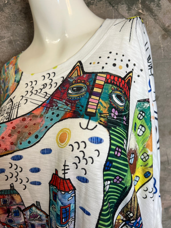 T1369K White Knit Whimsy Top-Whiskers CIty Meow Town