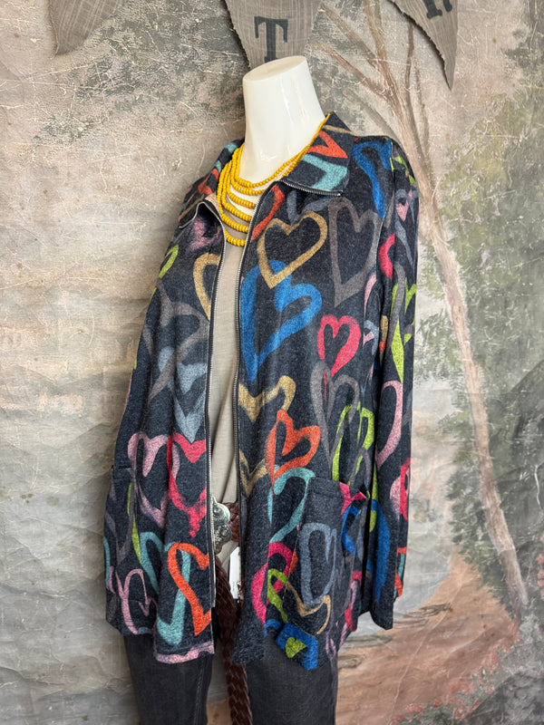 25842 Whimsy Chic Hearts Zipup Jacket