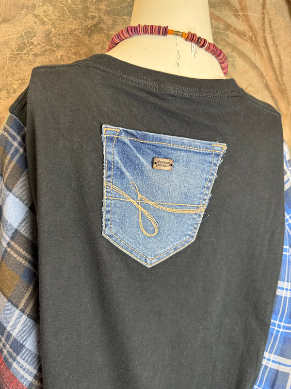 5576 Flannel Band Tee Topper-E