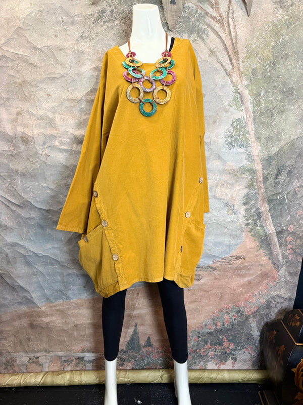 91983 Corduroy Pocket Tunic-Mustard