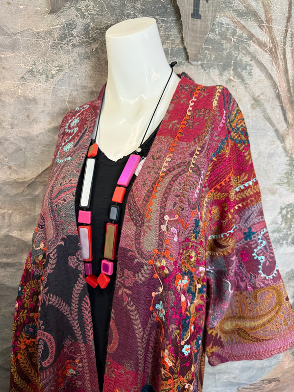 ANU 19828 Embroidered Duster JKT-Macroon