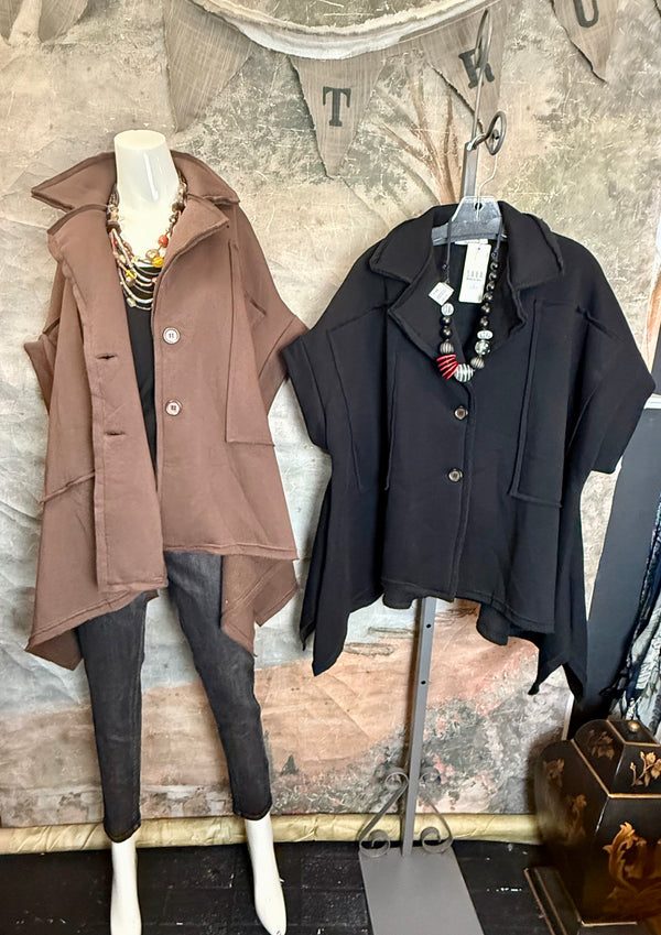 6572AU Short Slv Flare Jacket-Black