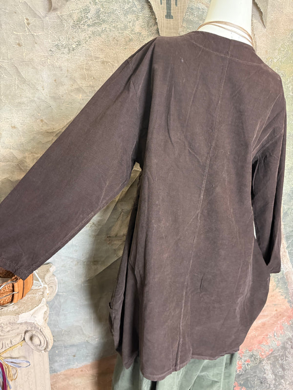 91983A-62 Buttoned Stitch Tunic-Brown
