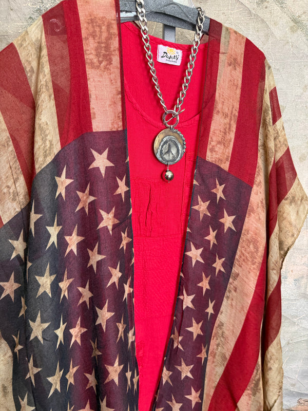 MC30 Vintage USA Flag Kimono