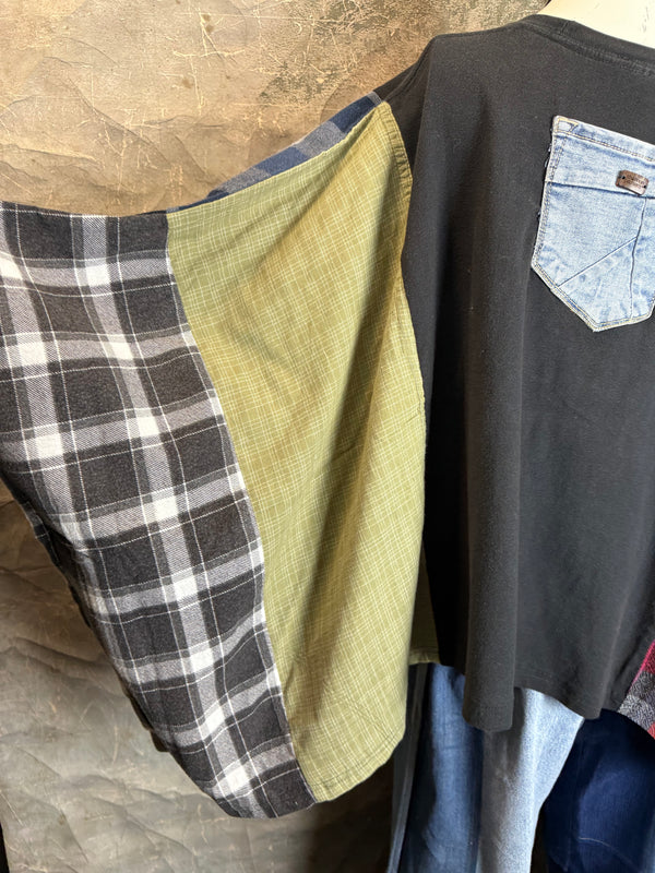 5576 Flannel Band Tee Topper-A