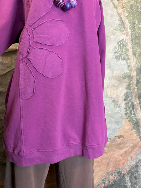 A2994202 Long/Slv Flower Tee-Plum