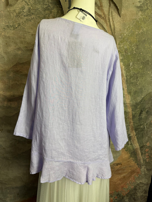 MP-HLT561 Ruffle Hem Top-Purple Heather