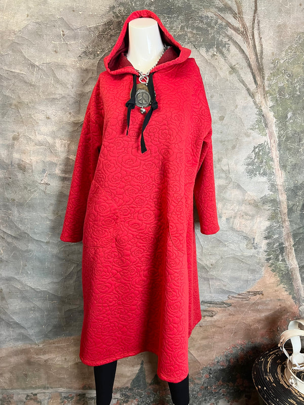 D503 Topstitched Hoodie Dress