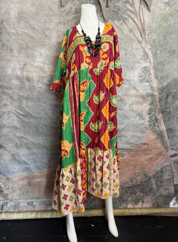 1027w Kantha Arts Tiered Dress-Mix 8