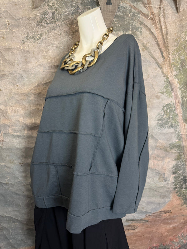 92052 Vintage Pullov Sweatshirt Top-Charcoal