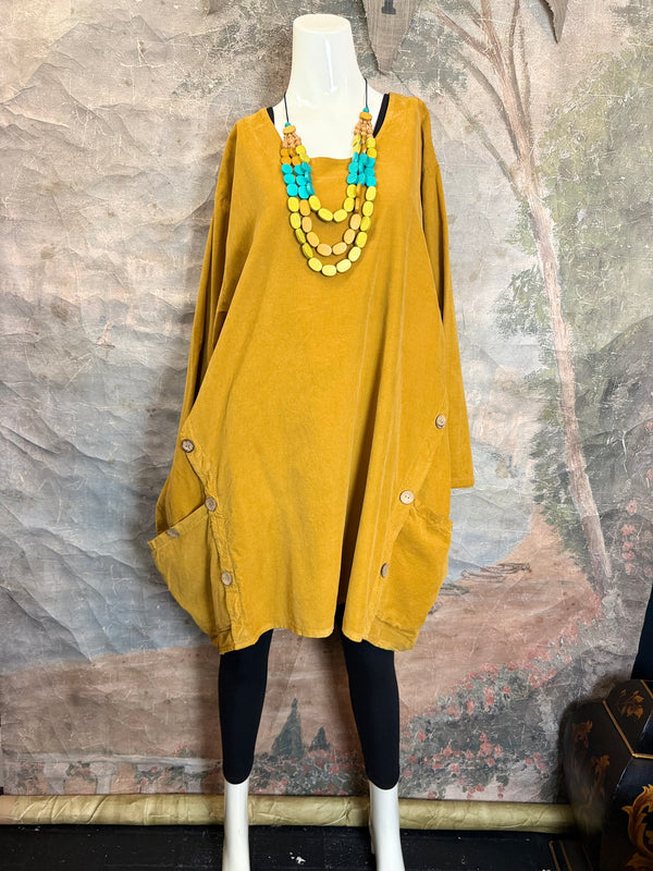 91983 Corduroy Pocket Tunic-Mustard