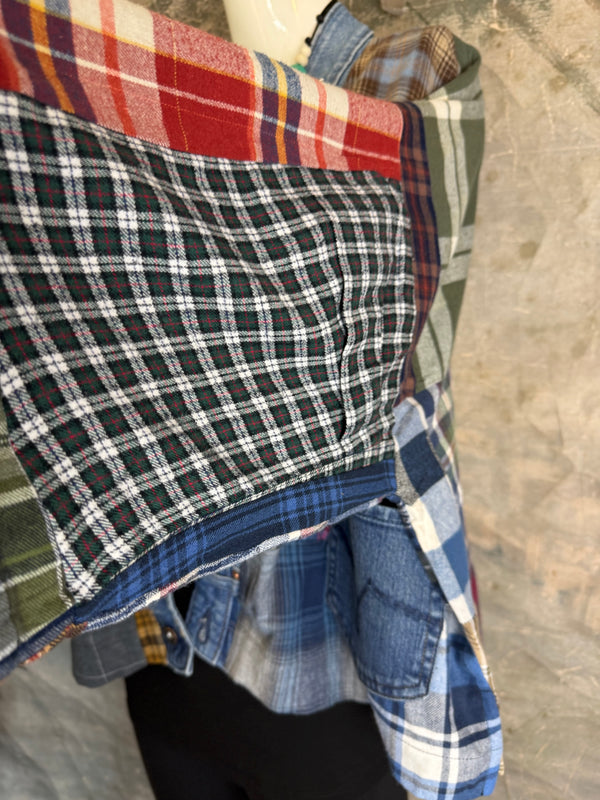 5572-Short Flannel Patchwork Duster-D