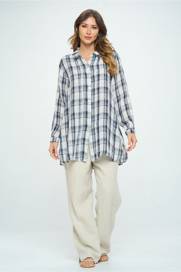 MP-ELT550 Plaid Boyfriend Shirt
