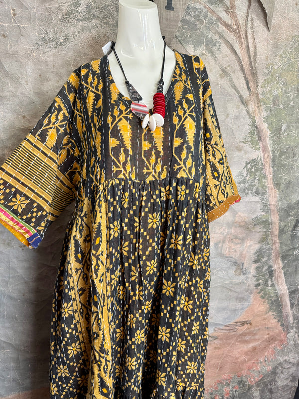 1027w Kantha Arts Tiered Dress-Mix 3