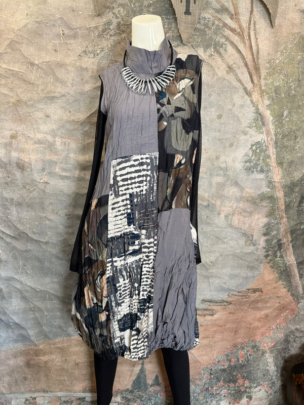 25532 Crushed Mockneck Dress-SLATE