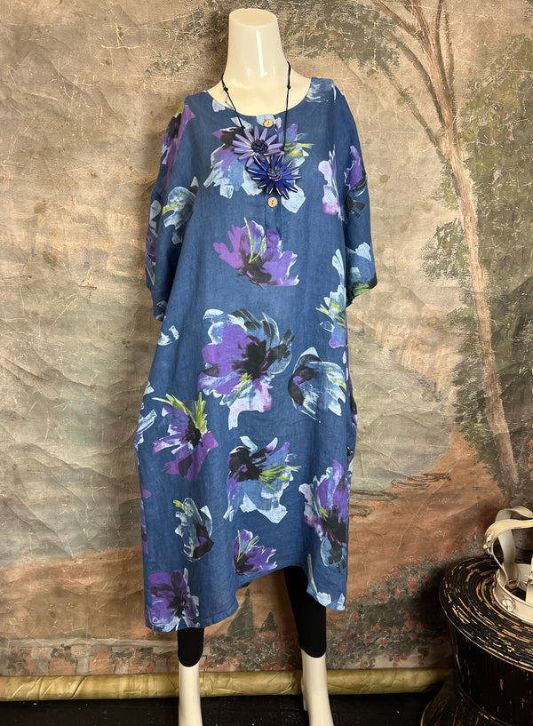 91877-52 Artful Bloom Dress-Blue