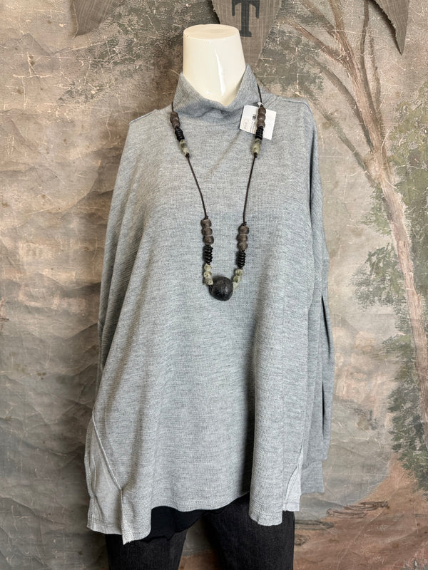 25690 Knit Mock Neck Top-Grey