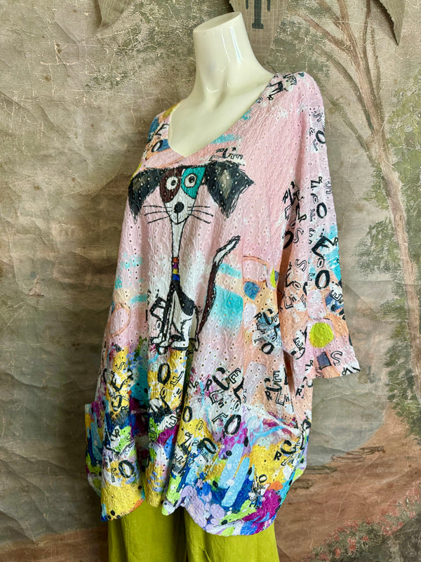 T1196 Vneck Dolman High-low Top-Piper