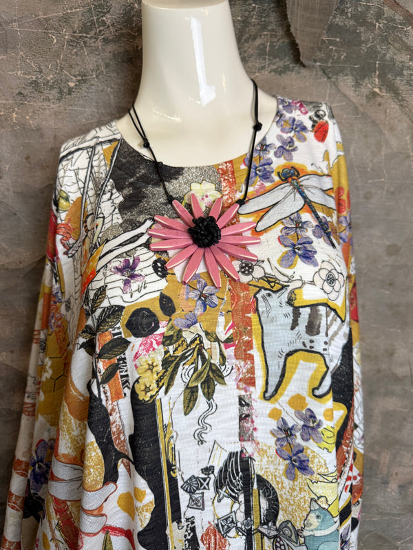 T1369K White Knit Whimsy Top-Marisols Garden