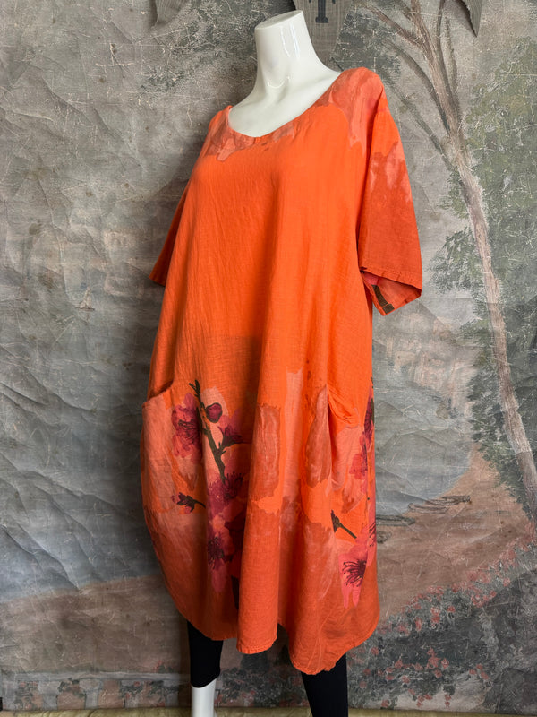 90847B Painters Garden Dress-Orange