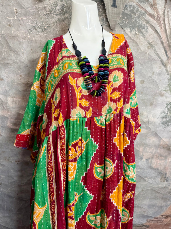 1027w Kantha Arts Tiered Dress-Mix 8