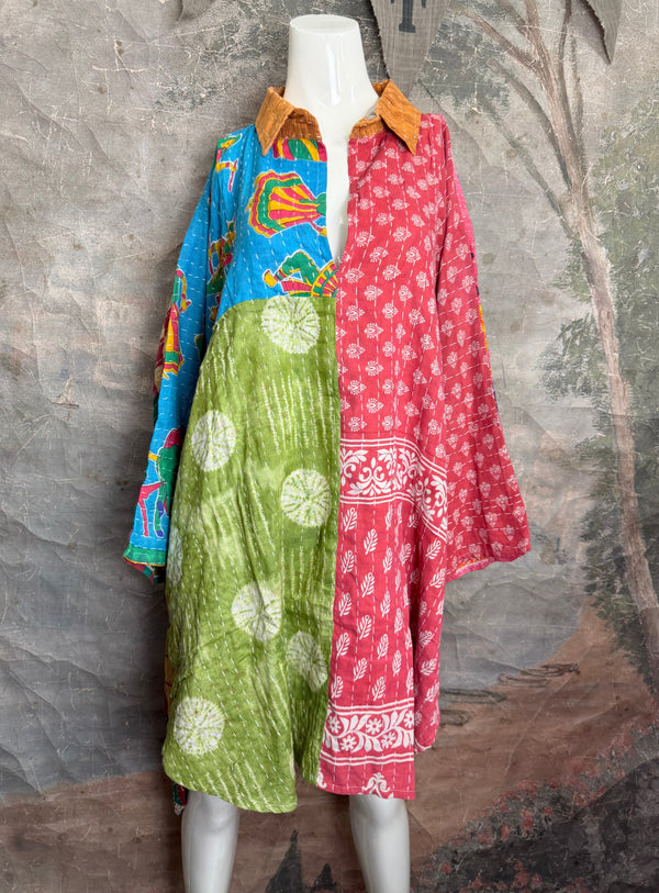 1013w Long Kurta Shirt Dress-Susan