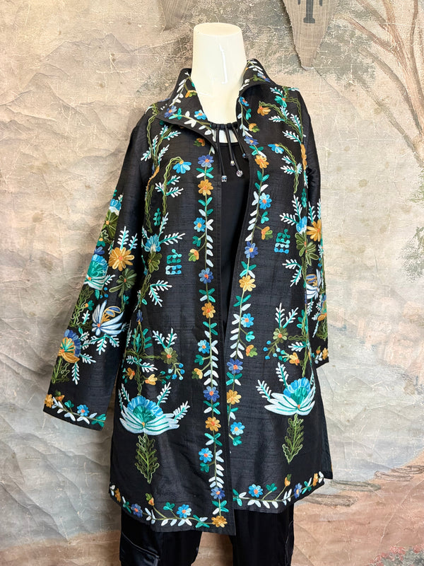 ANU 19969 Silk Embroidered Jacket-Lapis