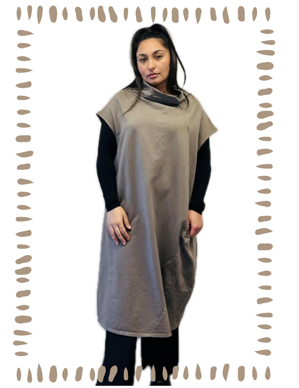 92009 Cocoon Sweatshirt Dress-Mocha