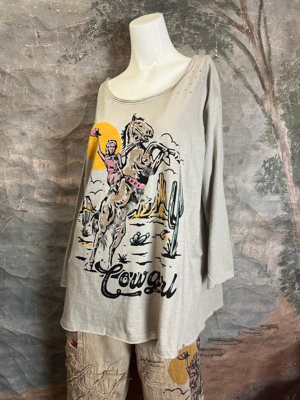 PL191T Cowgirl Distressed Tshirt