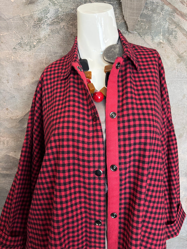 2500-2165 Small Check Big Shirt-Ruby