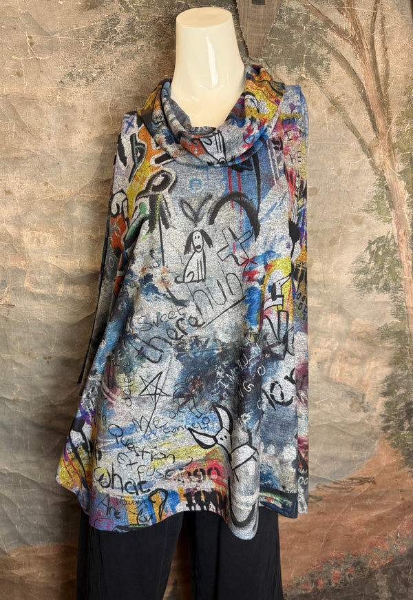 T134T Cowlneck Poncho Top-Coco