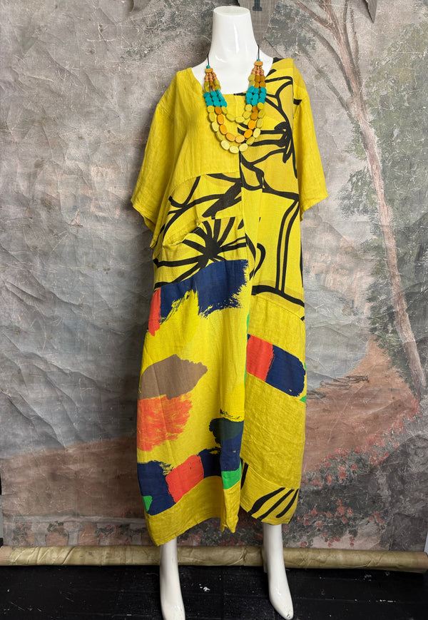 90617P-23 Linen Paint Dress-Mango