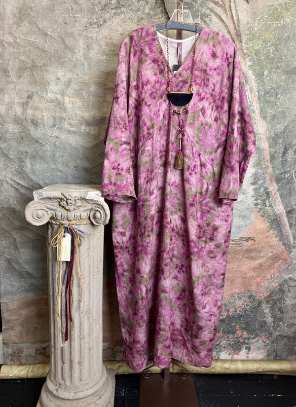 DYM625232 L/Sleeve Maxi Dress-Purple Combo