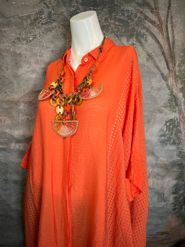 6513 O'Size Kimono Tunic/Dress-Tabasco