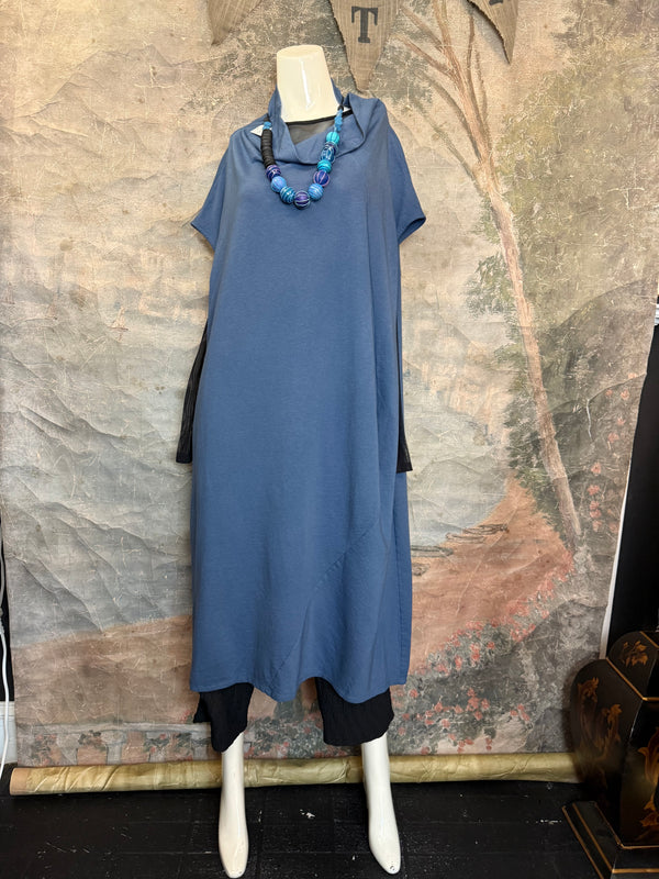 92009 Cocoon Sweatshirt Dress-Denim Blue