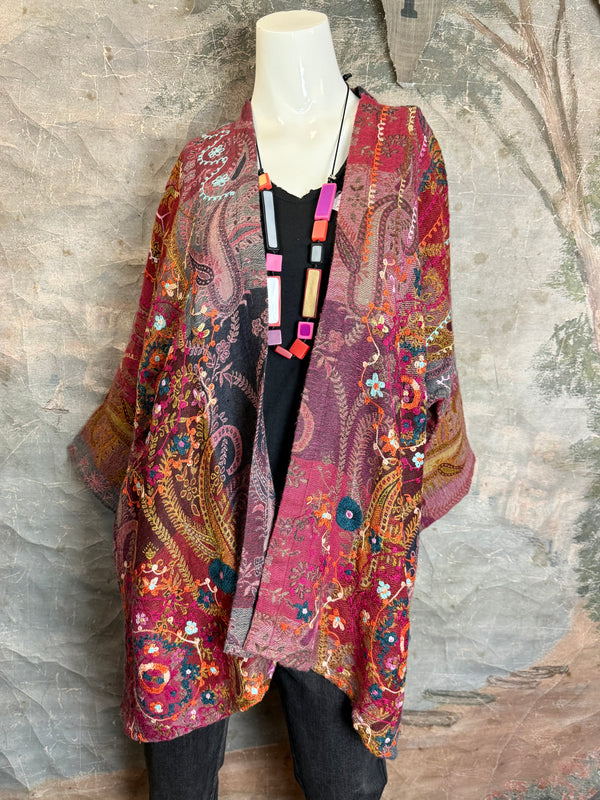 ANU 19828 Embroidered Duster JKT-Macroon