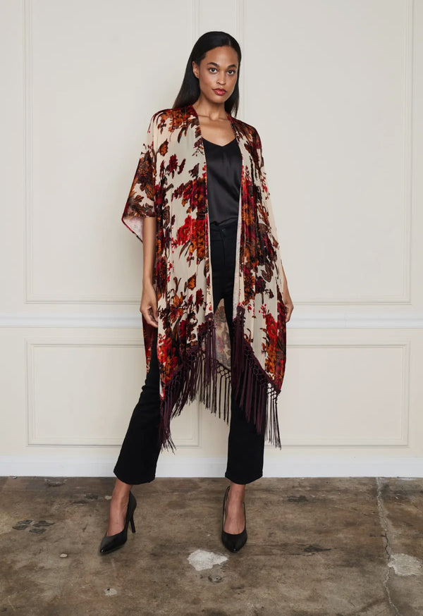 5824 Burnt Velvet Floral Kimono