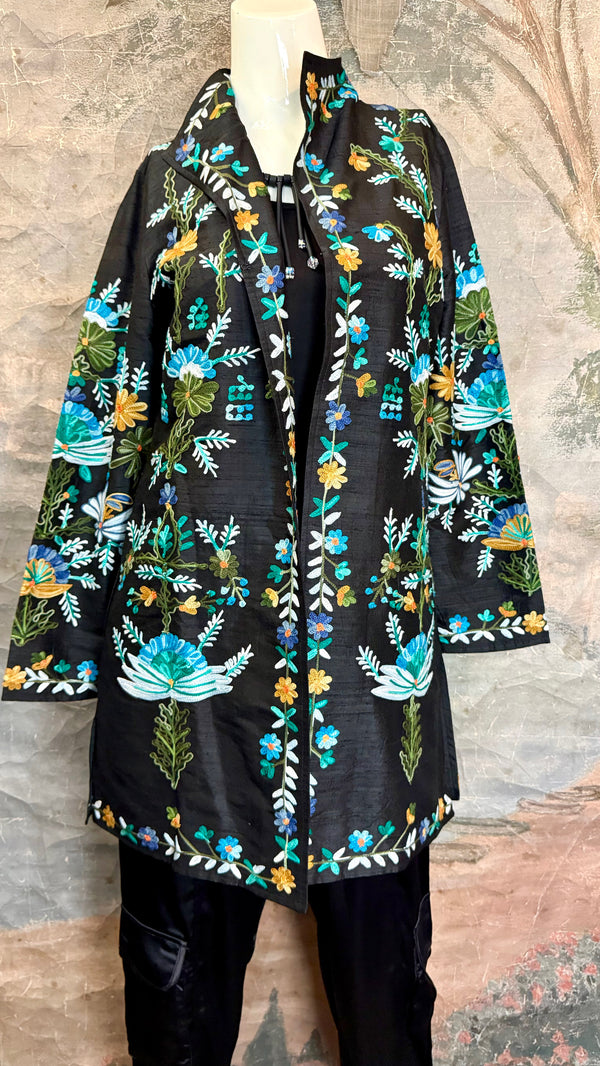 ANU 19969 Silk Embroidered Jacket-Lapis