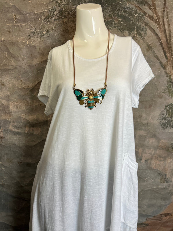 1123 Sharkbite Dress-White