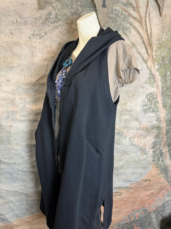 2626AU Zip Hoodie Vest-Black
