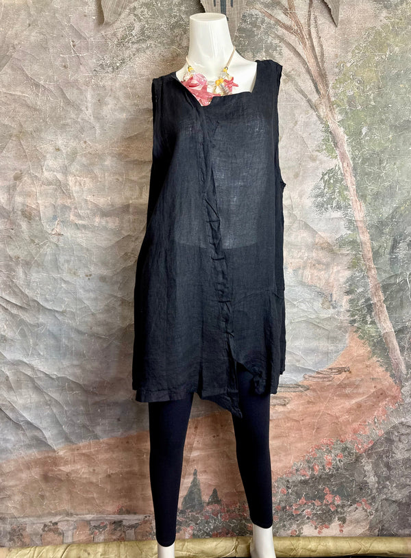 91755 Uneven Tank Top-Black