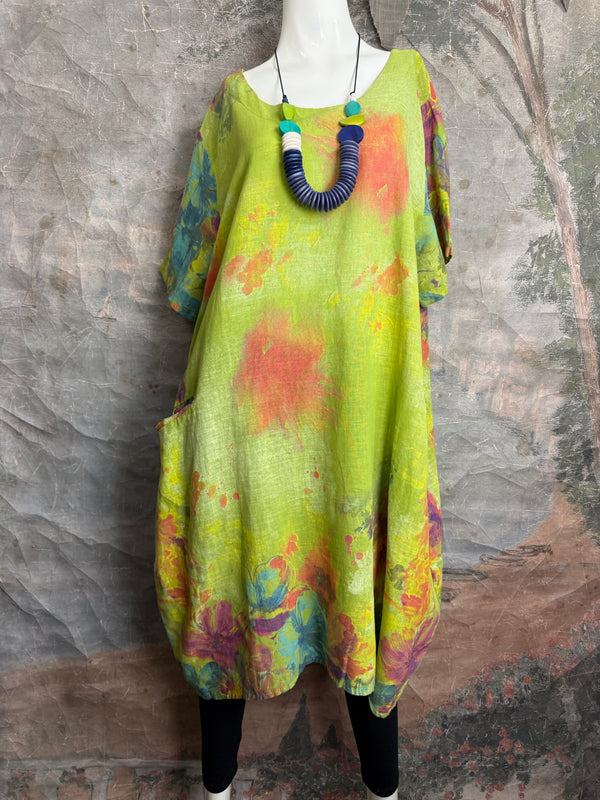 90847P Painted Presence Dress-Kiwi